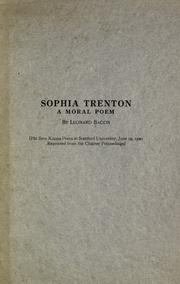 Cover of: Sophia Trenton: a moral poem.