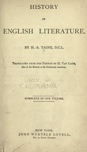 Cover of: History of English literature by Hippolyte Taine