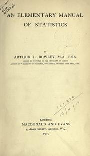 Cover of: An elementary manual of statistics.