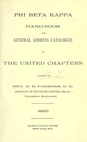 Cover of: Phi Beta Kappa hand-book and general address catalogue of the united chapters by Phi Beta Kappa.