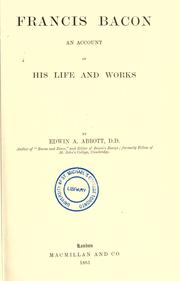 Cover of: Francis Bacon: an account of his life and works