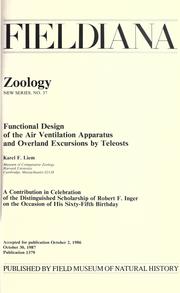 Cover of: Functional design of the air ventilation apparatus and overland excurions by teleosts by Karel F. Liem