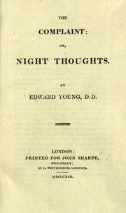 Cover of: The complaint, or, Night thoughts by Edward Young