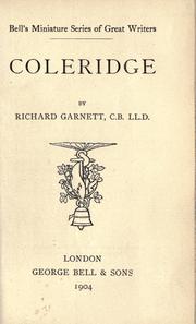 Cover of: Coleridge by Richard Garnett