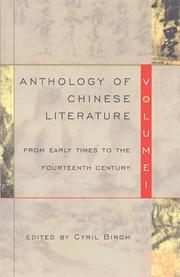 Cover of: Anthology of Chinese Literature: Volume I: From Early Times to the Fourteenth Century (Anthology of Chinese Literature)