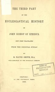 Cover of: The third part of The ecclesiastical history of John, Bishop of Ephesus