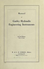Cover of: Manual of Gurley hydraulic engineering instruments.