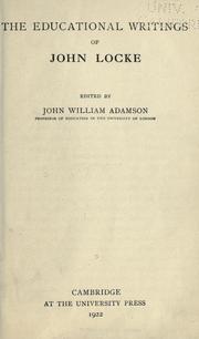 Cover of: The educational writings of John Locke