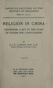 Cover of: Religion in China by by J.J.M. de Groot.