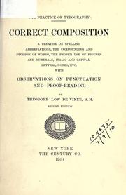 Cover of: Correct composition by Theodore Low De Vinne