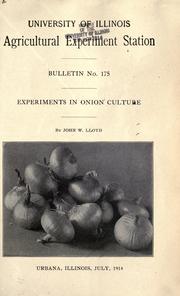 Cover of: Experiments in onion culture