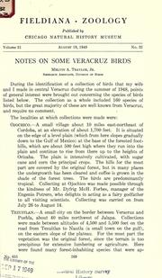 Cover of: Notes on some Veracruz birds.
