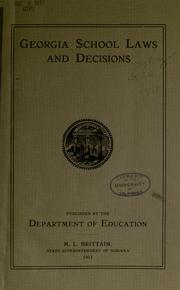 Cover of: Compilation of laws and decisions relating to the public school system of Georgia  by Georgia.