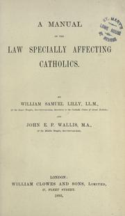 Cover of: anual of the law specially affecting Catholics