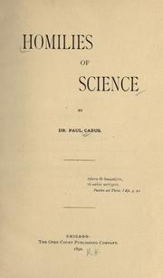 Cover of: Homilies of science by Paul Carus