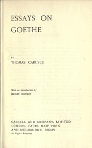 Cover of: Essays on Goethe