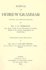 Cover of: Manual of Hebrew grammar by Josephus David Wijnkoop