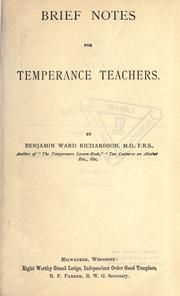 Cover of: Brief notes for temperance teachers