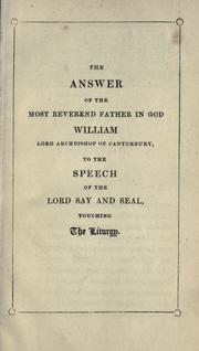 Cover of: Liturgy, episcopacy, and church ritual: three speeches