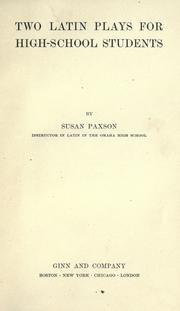 Cover of: Two Latin plays for high-school students by Susan Paxson
