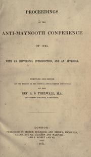 Cover of: Proceedings of the Anti-Maynooth conference of 1845 by Anti-Maynooth Conference (1845 London, England).