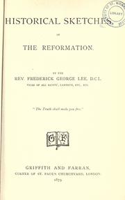 Cover of: Historical sketches of the Reformation.