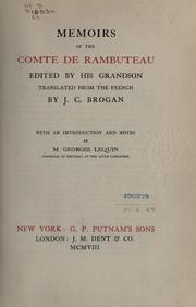 Cover of: Memoirs of the comte de Rambuteau