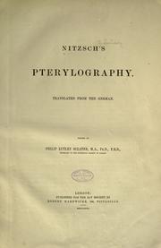 Cover of: Nitzsch's Pterylography by Christian Ludwig Nitzsch