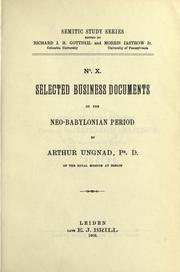 Cover of: Selected business documents of the Neo-Babylonian period.