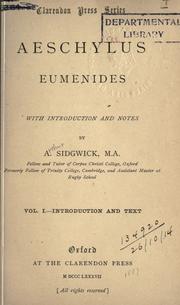 Cover of: Eumenides, with introd. and notes by A. Sidgwick. by Aeschylus