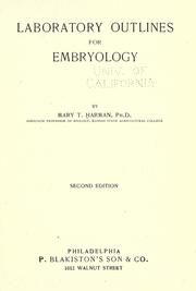 Cover of: Laboratory outlines for embryology by Mary Theresa Harman