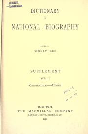 Cover of: The dictionary of national biography: founded in 1882 by George Smith