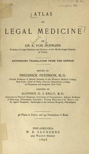 Cover of: Atlas of legal medicine by Eduard Hofmann