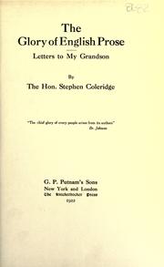 Cover of: The glory of English prose, letters to my grandson