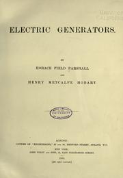 Cover of: Electric generators