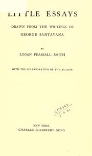 Cover of: Little essays drawn from the writings of George Santayana
