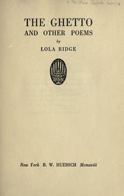 Cover of: The Ghetto, and other poems. by Ridge, Lola