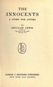 Cover of: The innocents by Sinclair Lewis