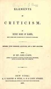 Cover of: Elements of criticism. by Henry Home Lord Kames