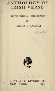 An anthology of Irish verse by Padraic Colum