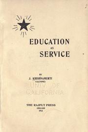 Education as service by Jiddu Krishnamurti