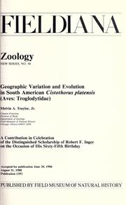 Geographic variation and evolution in South American Cistothorus platensis (Aves, Troglodytidae) by Traylor, Melvin Alvah.