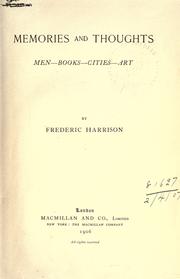 Cover of: Memories and thoughts: men, books, cities, art.