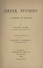 Cover of: Greek studies by Walter Pater