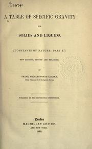 Cover of: A table of specific gravity for solids and liquids. by Frank Wigglesworth Clarke