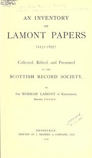 Cover of: An inventory of Lamont papers (1231-1897): Old Series Volume 54