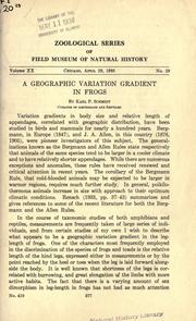 Cover of: A geographic variation gradient in frogs by Karl Patterson Schmidt