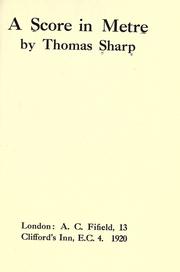 Cover of: A Score in Metre by Sharp, Thomas