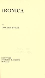 Cover of: Ironica by Evans, Donald