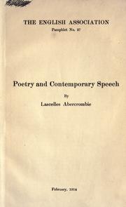 Cover of: Poetry and contemporary speech.